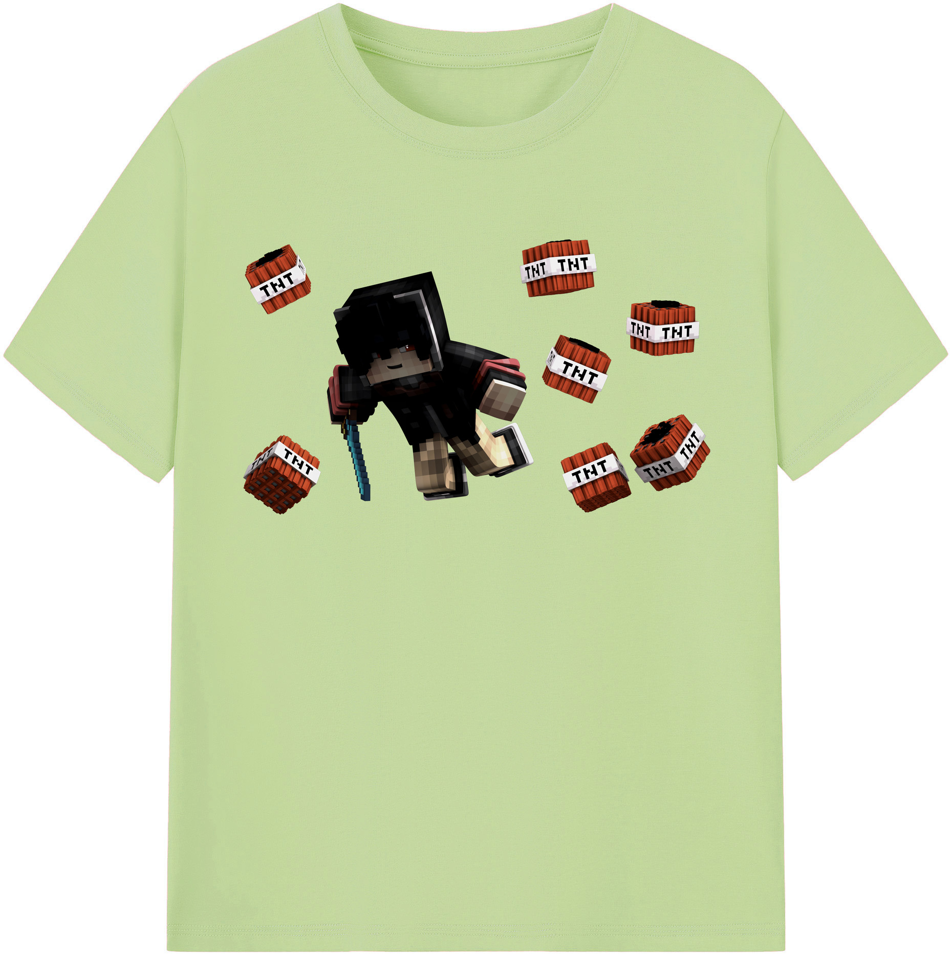 （画像用） マインクラフト ブロックの世界 Minecraft MC Block world 綿100％半袖Tシャツ（フロントプリント）